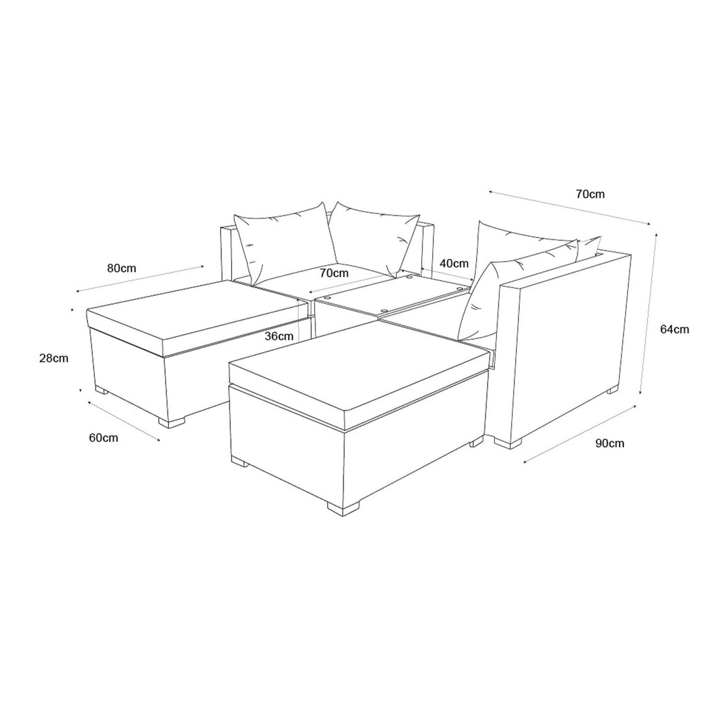Outdoor Avalon 5 Piece Sofa Set