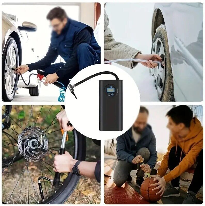 Portable Cordless Tire Inflator with Digital Display | Rechargeable Air Compressor for Car, Bike & Motorcycle