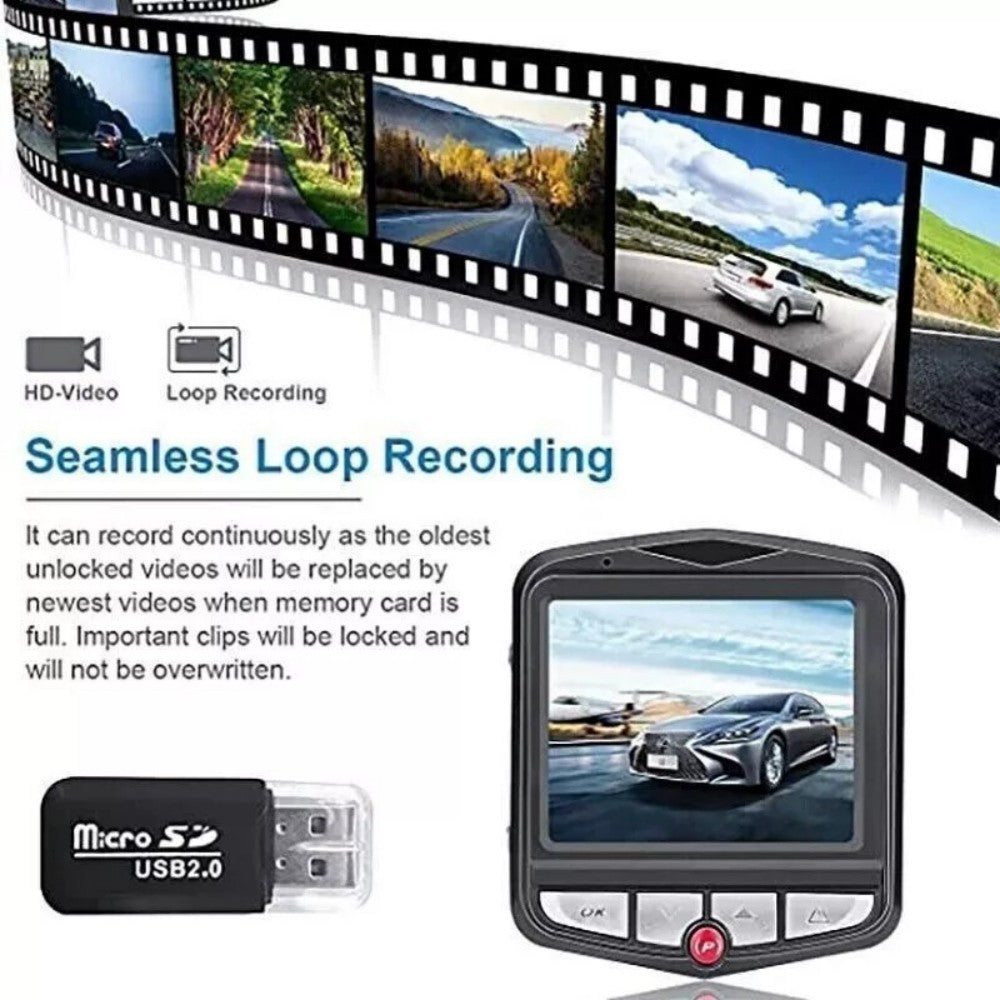 Full HD 1080P Dash Cam with Night Vision & G-Sensor | Car DVR Front & Rear Camera (2.4” Screen)