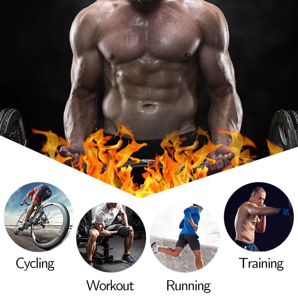 Men Sauna Suits Pants Sweat Leggings High Waist Slimming Compression Pants Thermo Body Shaper Weight Loss Workout Exercise Pants