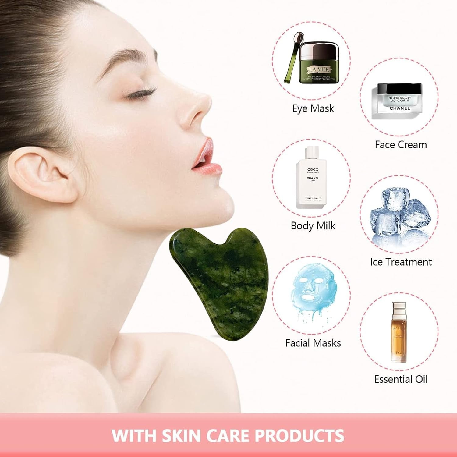 Premium Gua Sha Stone - Natural Jade Facial Tool for Enhanced Skincare