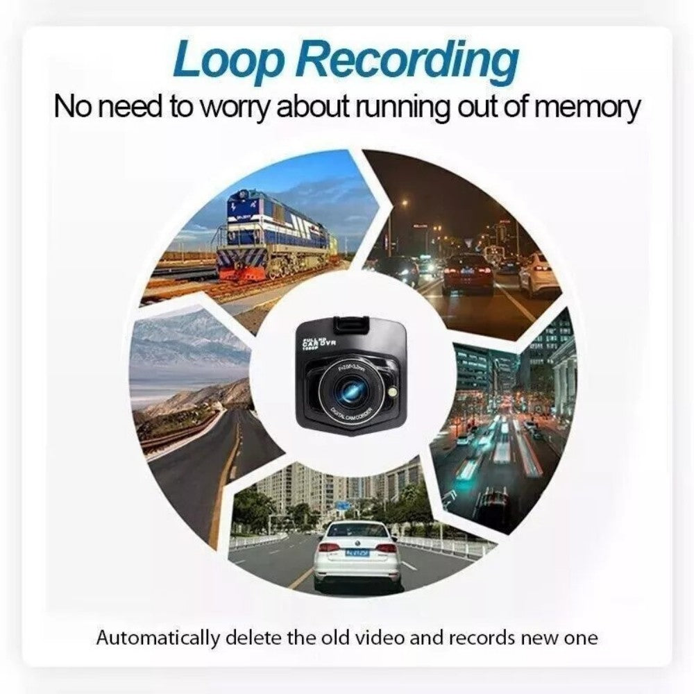 Full HD 1080P Dash Cam with Night Vision & G-Sensor | Car DVR Front & Rear Camera (2.4” Screen)