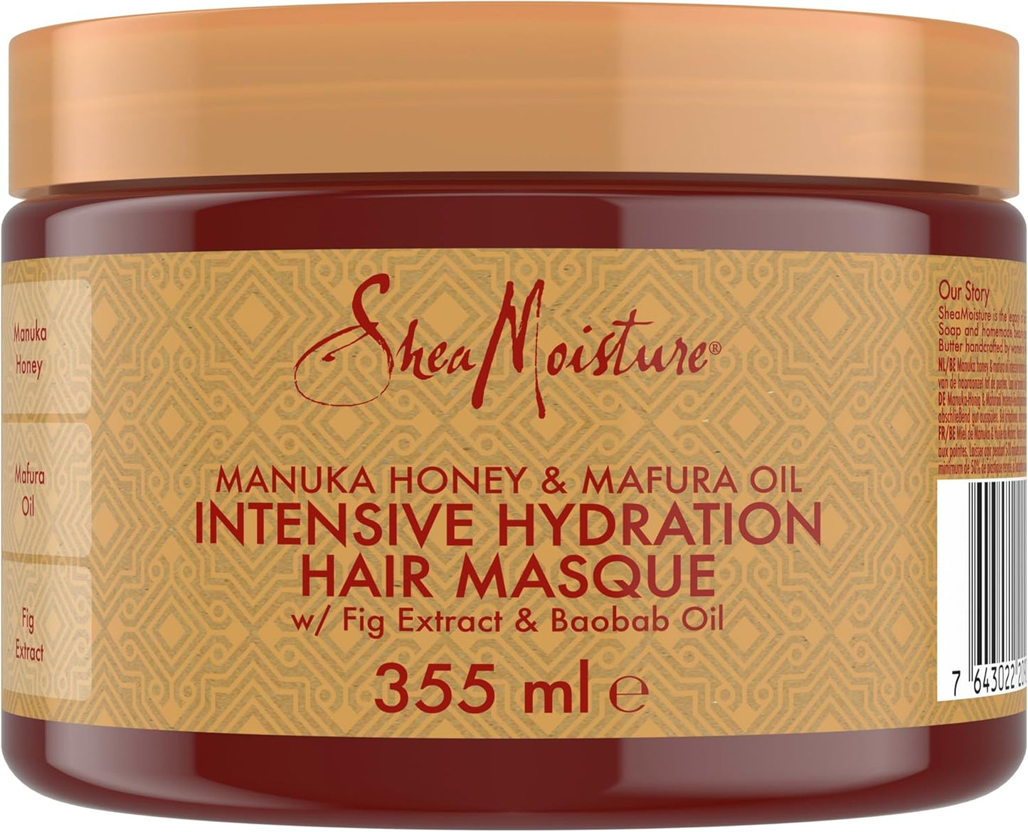 Shea Moisture Manuka Honey & Mafura Oil Hair Mask – Sulfate-Free Deep Conditioner with Shea Butter, Baobab Oil & Fig Extract, for Dry, Damaged, Coily Hair, Repairs & Tames Frizz 335 Ml