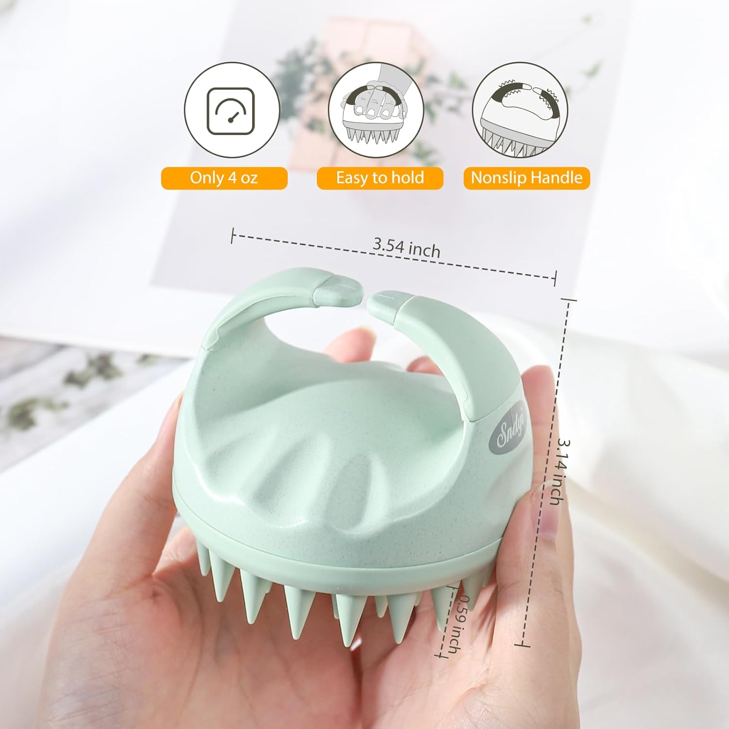 Sndyi Scalp Massager Shampoo Brush for Hair Growth and Dandruff Removal, Soft Silicone Bristle Scalp Exfoliator, Wet/Dry Use, Green