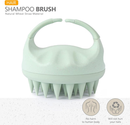 Sndyi Scalp Massager Shampoo Brush for Hair Growth and Dandruff Removal, Soft Silicone Bristle Scalp Exfoliator, Wet/Dry Use, Green