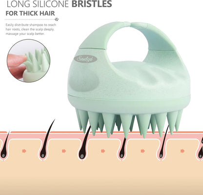 Sndyi Scalp Massager Shampoo Brush for Hair Growth and Dandruff Removal, Soft Silicone Bristle Scalp Exfoliator, Wet/Dry Use, Green