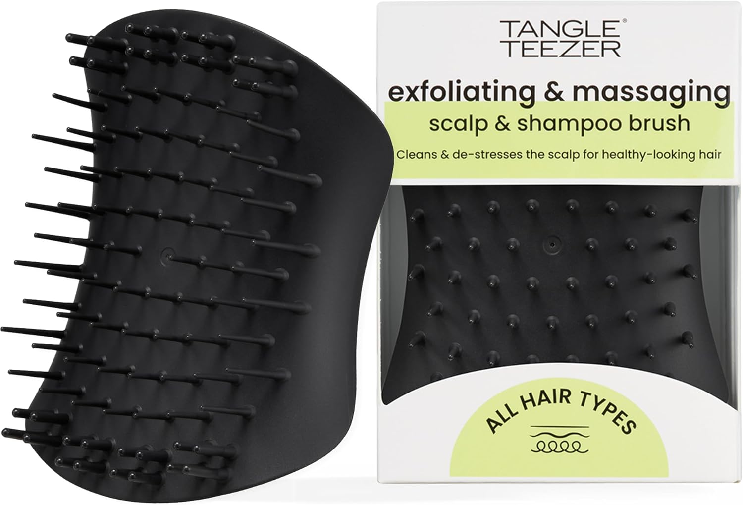 Tangle Teezer the Scalp Exfoliator & Massager - Perfect for Hair Treatment & Scalp Detox - Removes Dirt & Dead Skin Cells - Use in Shower or with Hair Oil - Onyx Black
