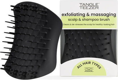 Tangle Teezer the Scalp Exfoliator & Massager - Perfect for Hair Treatment & Scalp Detox - Removes Dirt & Dead Skin Cells - Use in Shower or with Hair Oil - Onyx Black