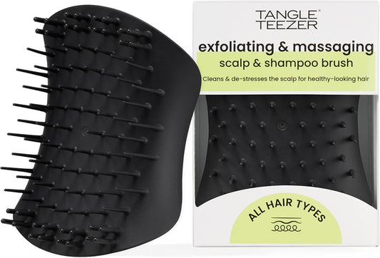 Tangle Teezer the Scalp Exfoliator & Massager - Perfect for Hair Treatment & Scalp Detox - Removes Dirt & Dead Skin Cells - Use in Shower or with Hair Oil - Onyx Black