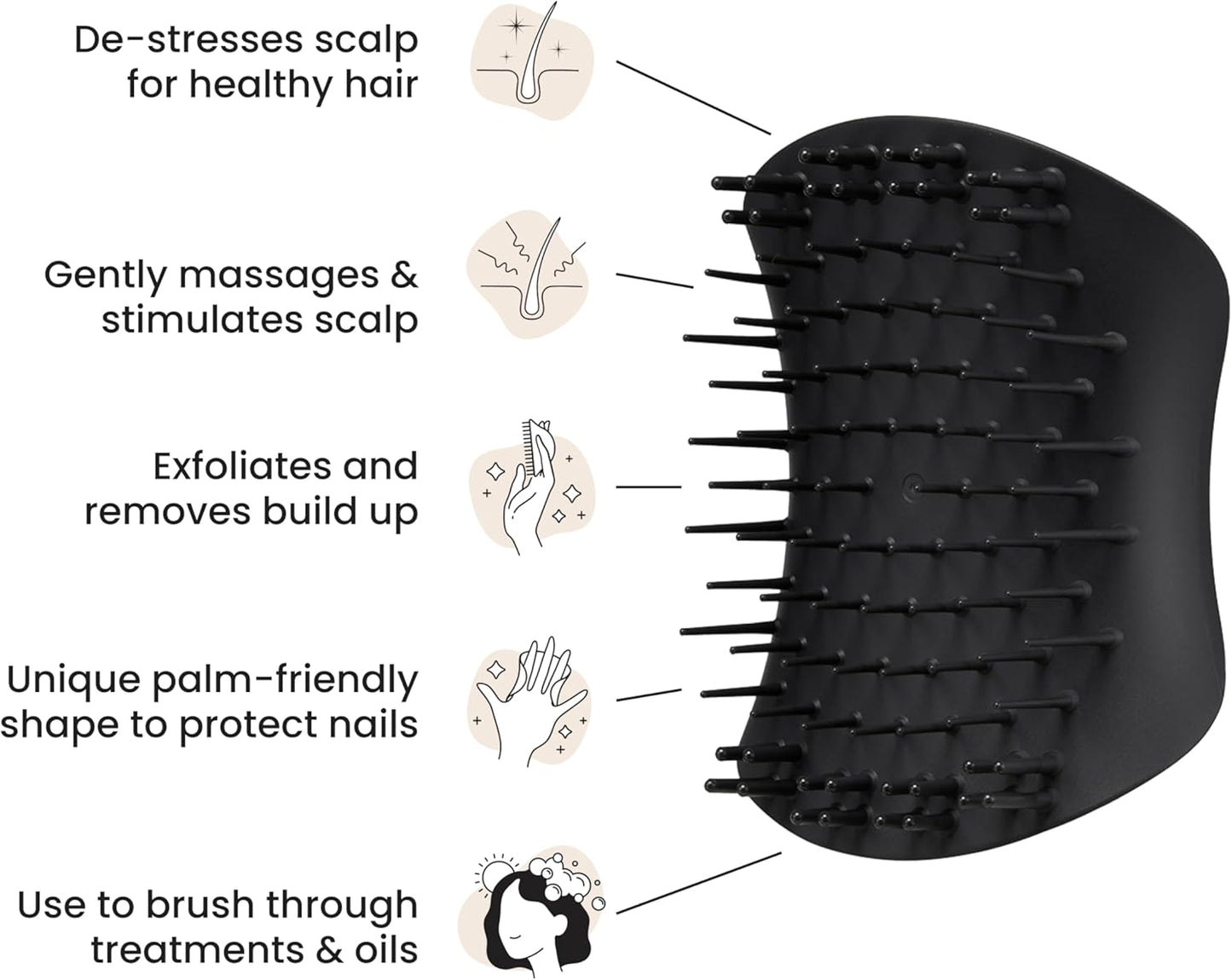 Tangle Teezer the Scalp Exfoliator & Massager - Perfect for Hair Treatment & Scalp Detox - Removes Dirt & Dead Skin Cells - Use in Shower or with Hair Oil - Onyx Black