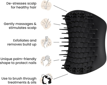 Tangle Teezer the Scalp Exfoliator & Massager - Perfect for Hair Treatment & Scalp Detox - Removes Dirt & Dead Skin Cells - Use in Shower or with Hair Oil - Onyx Black