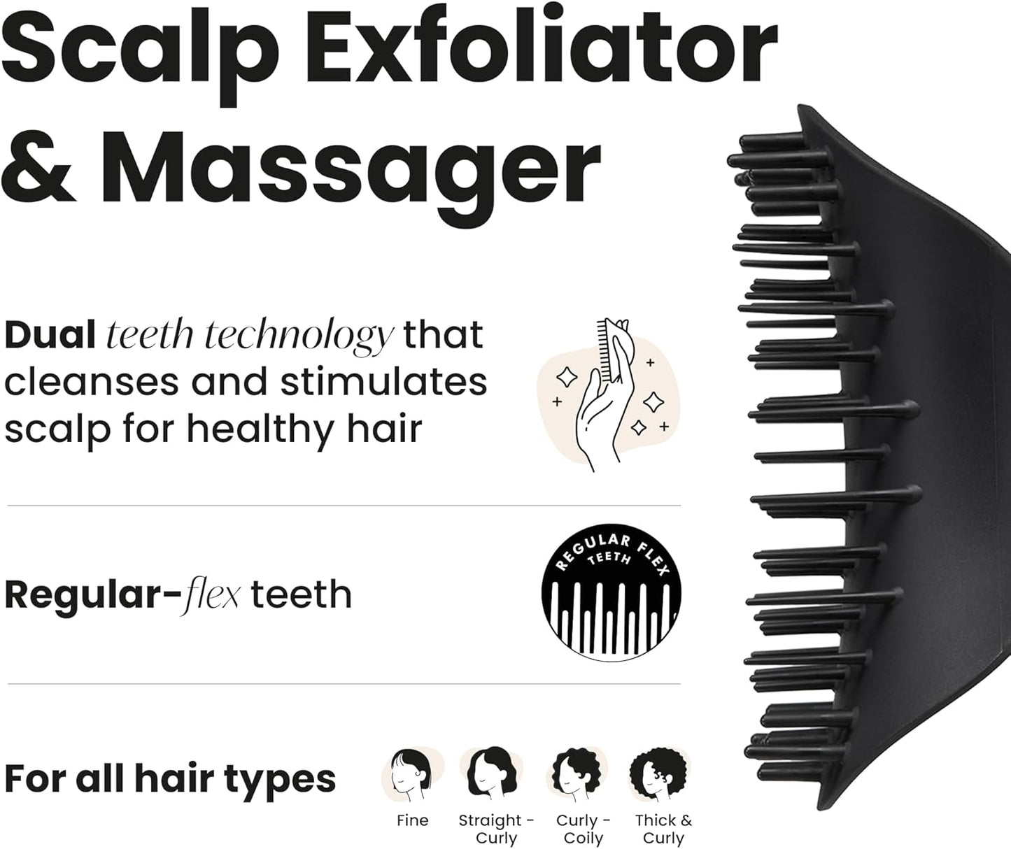 Tangle Teezer the Scalp Exfoliator & Massager - Perfect for Hair Treatment & Scalp Detox - Removes Dirt & Dead Skin Cells - Use in Shower or with Hair Oil - Onyx Black