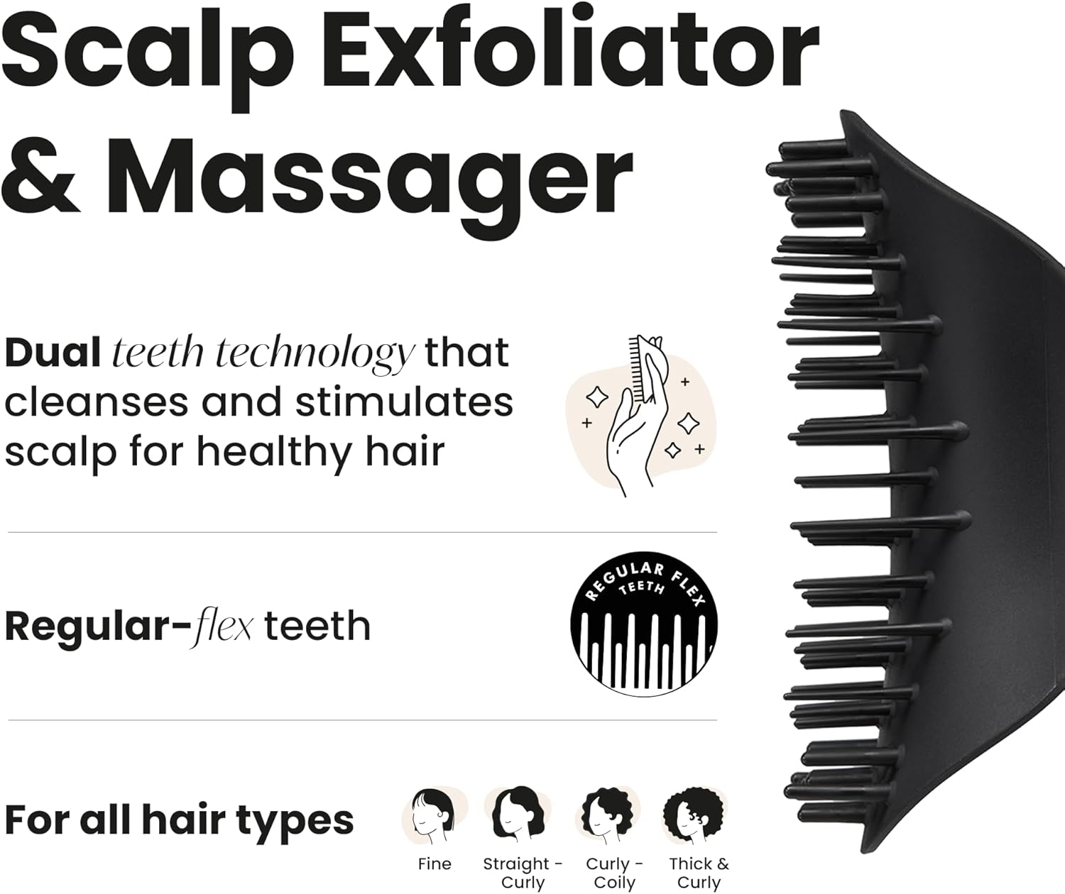 Tangle Teezer the Scalp Exfoliator & Massager - Perfect for Hair Treatment & Scalp Detox - Removes Dirt & Dead Skin Cells - Use in Shower or with Hair Oil - Onyx Black
