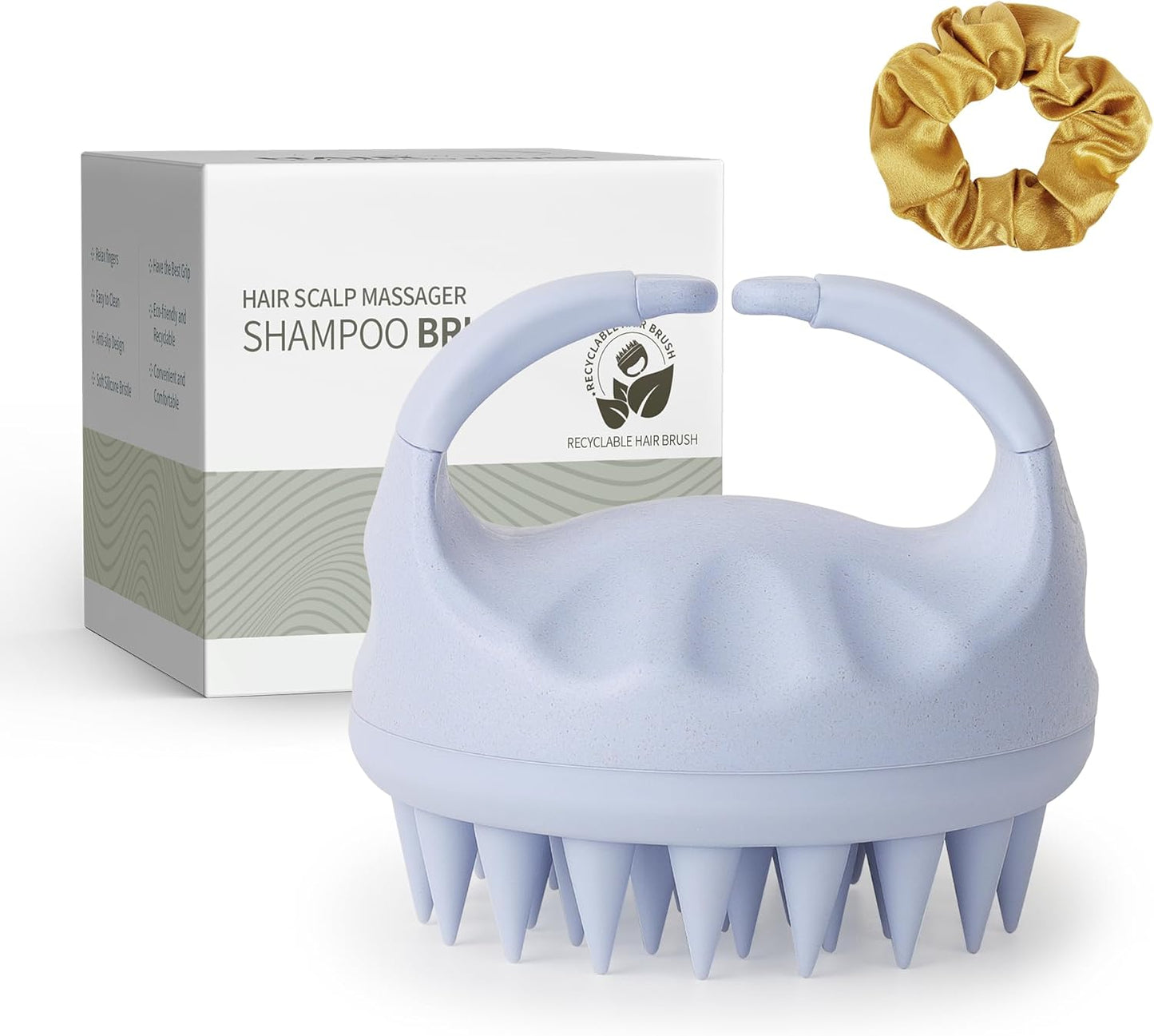 Sndyi Scalp Massager Shampoo Brush for Hair Growth and Dandruff Removal, Soft Silicone Bristle Scalp Exfoliator, Wet/Dry Use, Green