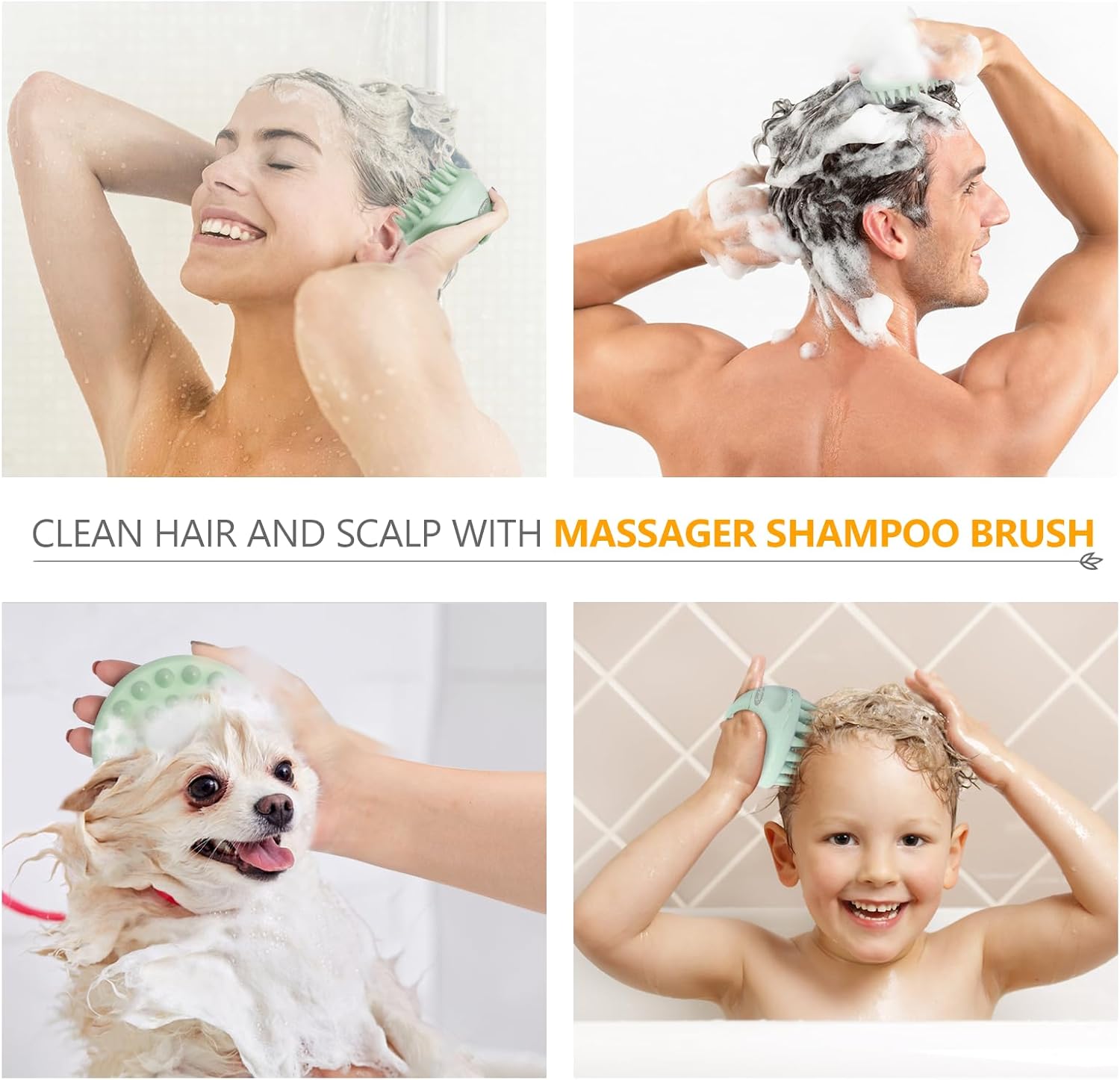 Sndyi Scalp Massager Shampoo Brush for Hair Growth and Dandruff Removal, Soft Silicone Bristle Scalp Exfoliator, Wet/Dry Use, Green