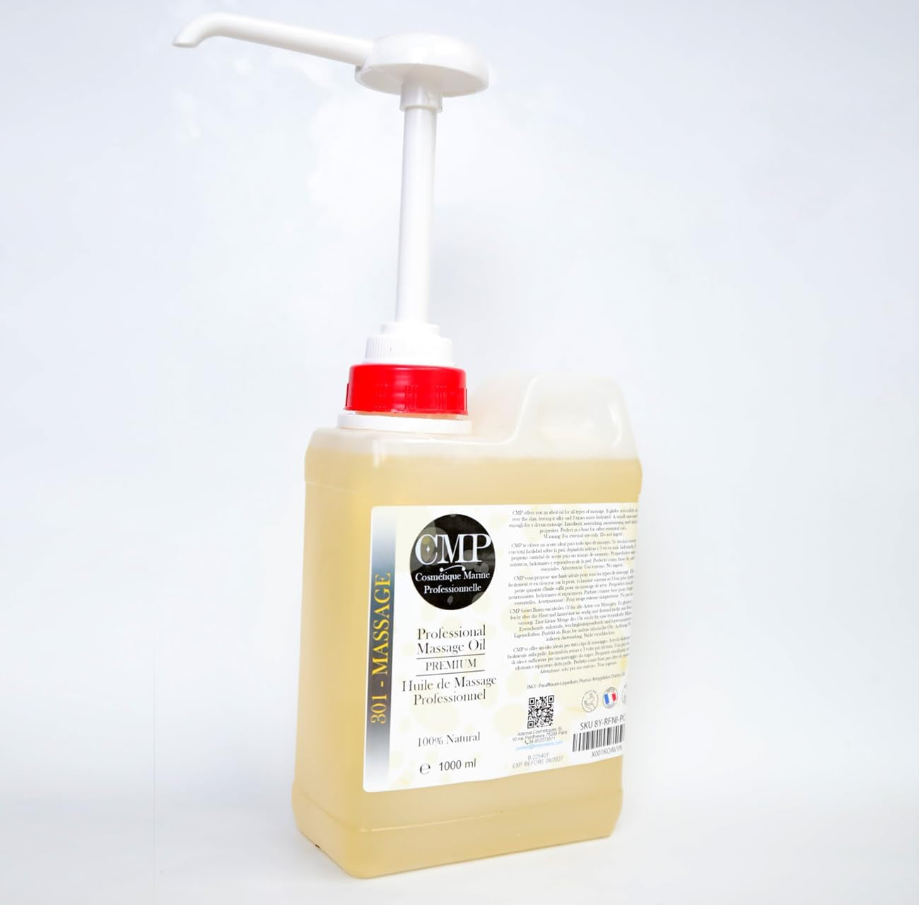 Professional Massage Oil, + Dispenser, Ayurvedic, the Massage You'Ve Been Waiting for - Ideal for Beauty Salons, Wood Therapy, Aromatherapy, Physiotherapy - Home SPA - 1000 Ml