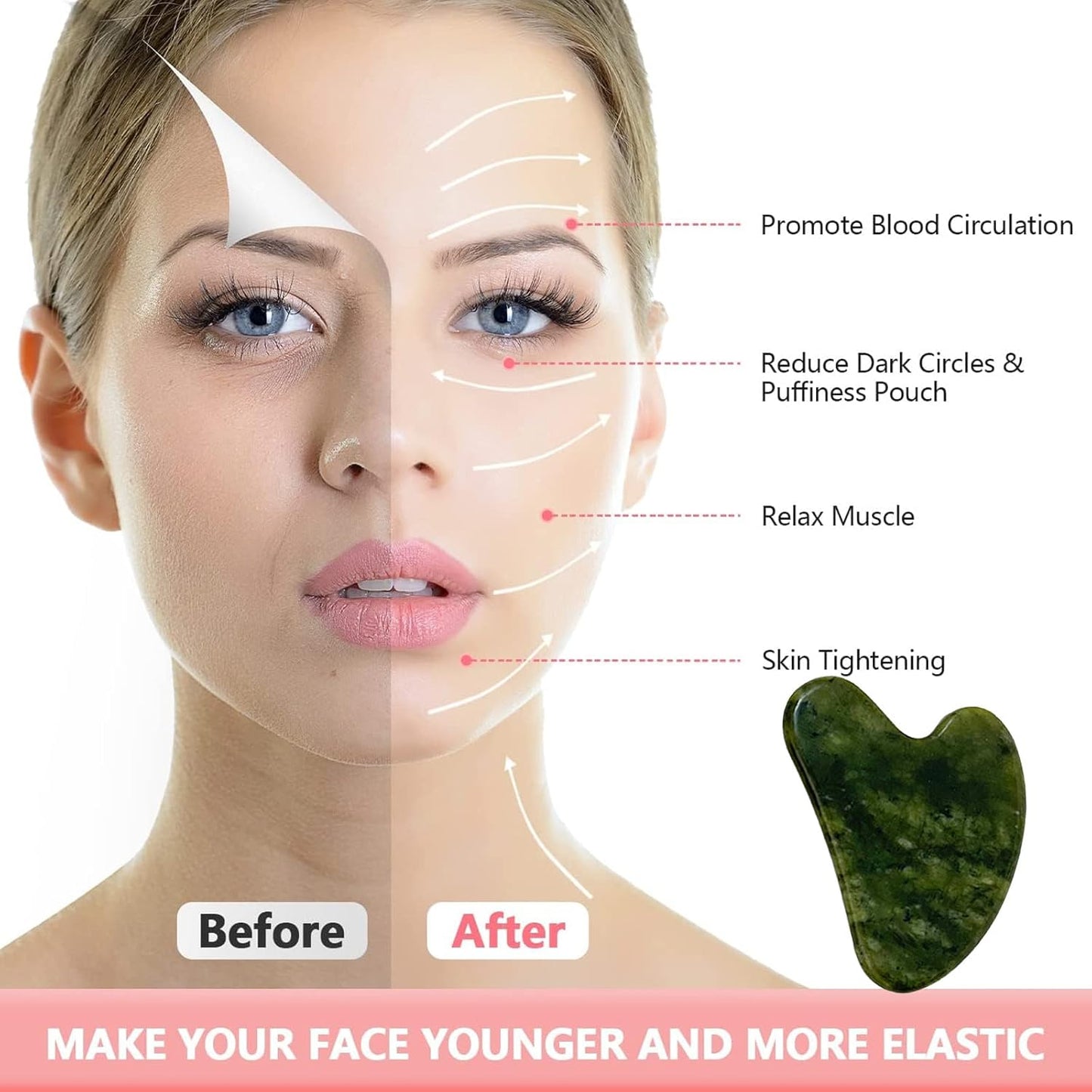 Premium Gua Sha Stone - Natural Jade Facial Tool for Enhanced Skincare