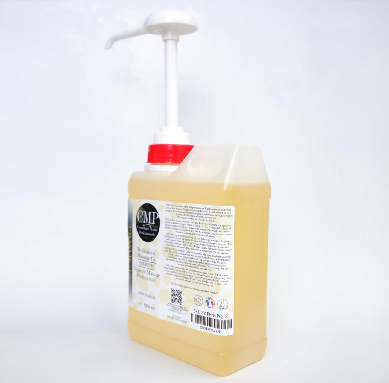 Professional Massage Oil, + Dispenser, Ayurvedic, the Massage You'Ve Been Waiting for - Ideal for Beauty Salons, Wood Therapy, Aromatherapy, Physiotherapy - Home SPA - 1000 Ml