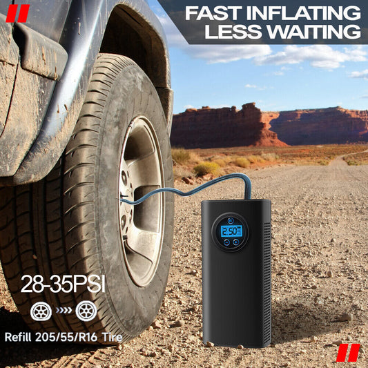 Portable Cordless Tire Inflator with Digital Display | Rechargeable Air Compressor for Car, Bike & Motorcycle