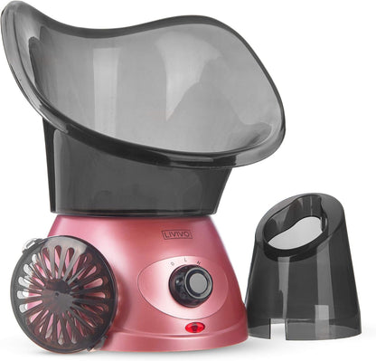 Face Spa Facial Steamer and Nasal Steam Inhaler Set - 2-In-1 Aromatherapy Sauna for Sinus, Cold & Flu Relief and Deep Cleansing Face Steamer with Dual Nose Cones (Rose Gold)
