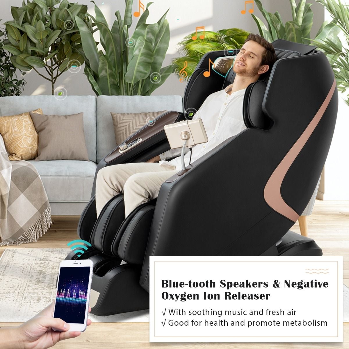 Full Body 3D Massage Recliner Chair with Double SL Track and 12 Auto Mode