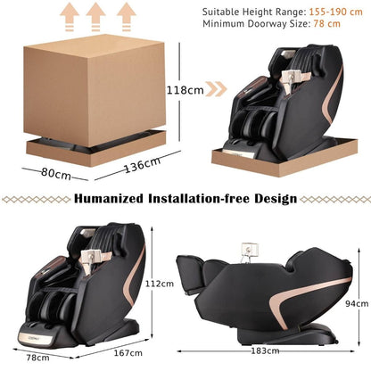 Full Body 3D Massage Recliner Chair with Double SL Track and 12 Auto Mode