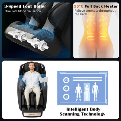 Full Body 3D Massage Recliner Chair with Double SL Track and 12 Auto Mode